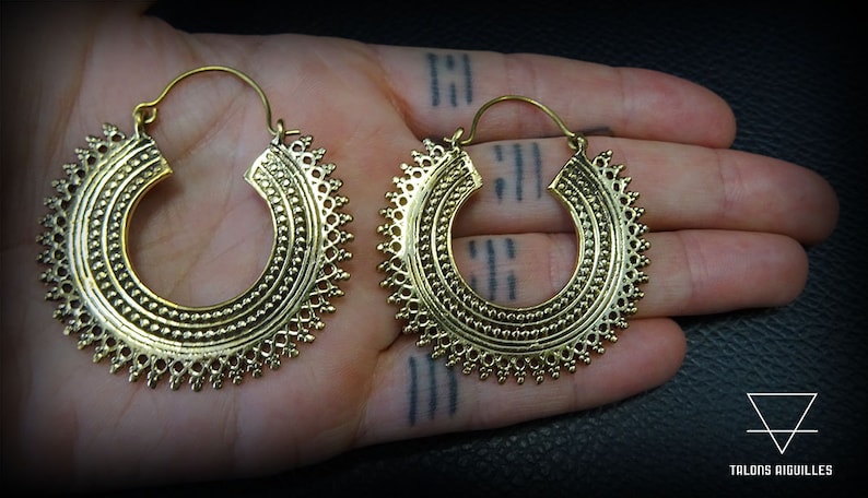 Ethnic earrings tribal hoop gypsy hoop earrings bohemian earrings 44-637 image 3