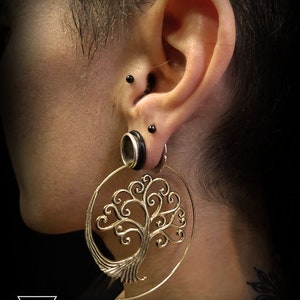 Brass spiral earings tree of life earrings tribal hoop earring brass boucles arbre de vie 55-717 image 10
