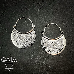 Tribal versilberte Ohrringe -Tribal Hoop- ethnische Ohrringe- Silber Ohrringe 108