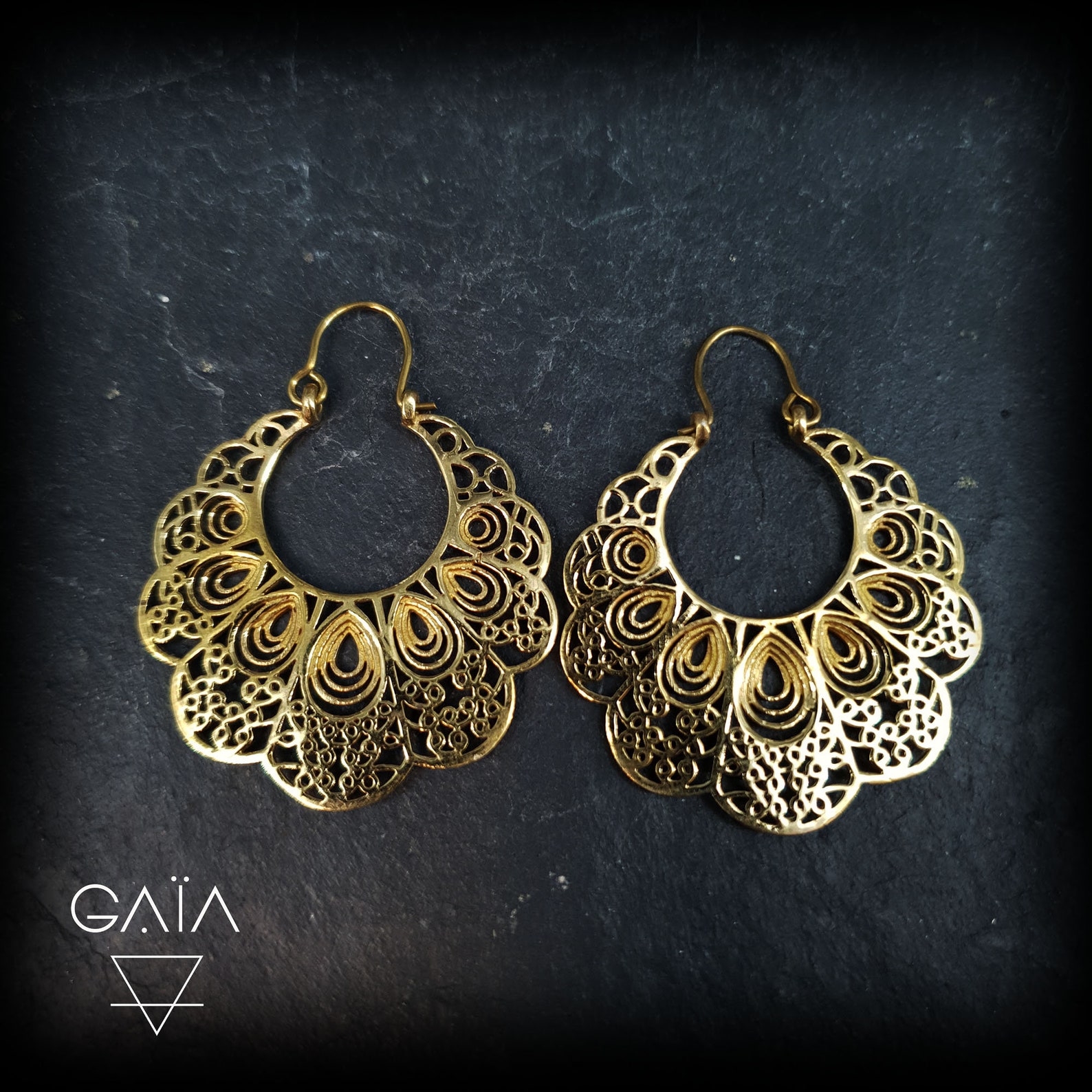 Ethnic Hoop Earrings brass Ethnic Earrings tribal Hoop Etsy