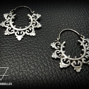 Ethno Ohrringe -kleine Silber Creolen -Mandala -versilberte Ohrringe -Tribal Creolen 29-180