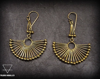 Boucles d&#39;oreilles ethniques pendantes en laiton- boucles pendantes - boucles d&#39;oreille boho - boucles d&#39;oreille tribales 20-252