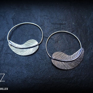 Small feather silver plated earrings 19-87