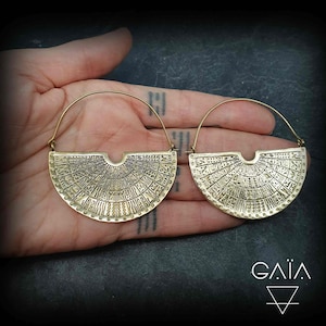 Boucles D'oreilles Piercing Tribales En Bois D'ébène - Style Ethnique Naturel - Neuf