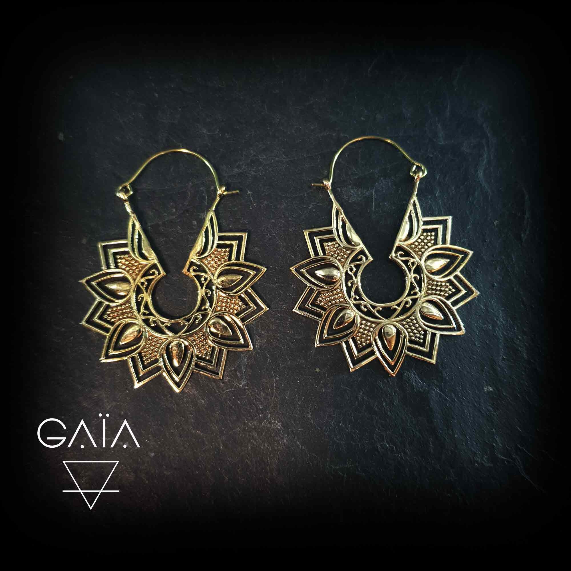 Ethnic Hoop Earrings brass Ethnic Earrings tribal Hoop Etsy