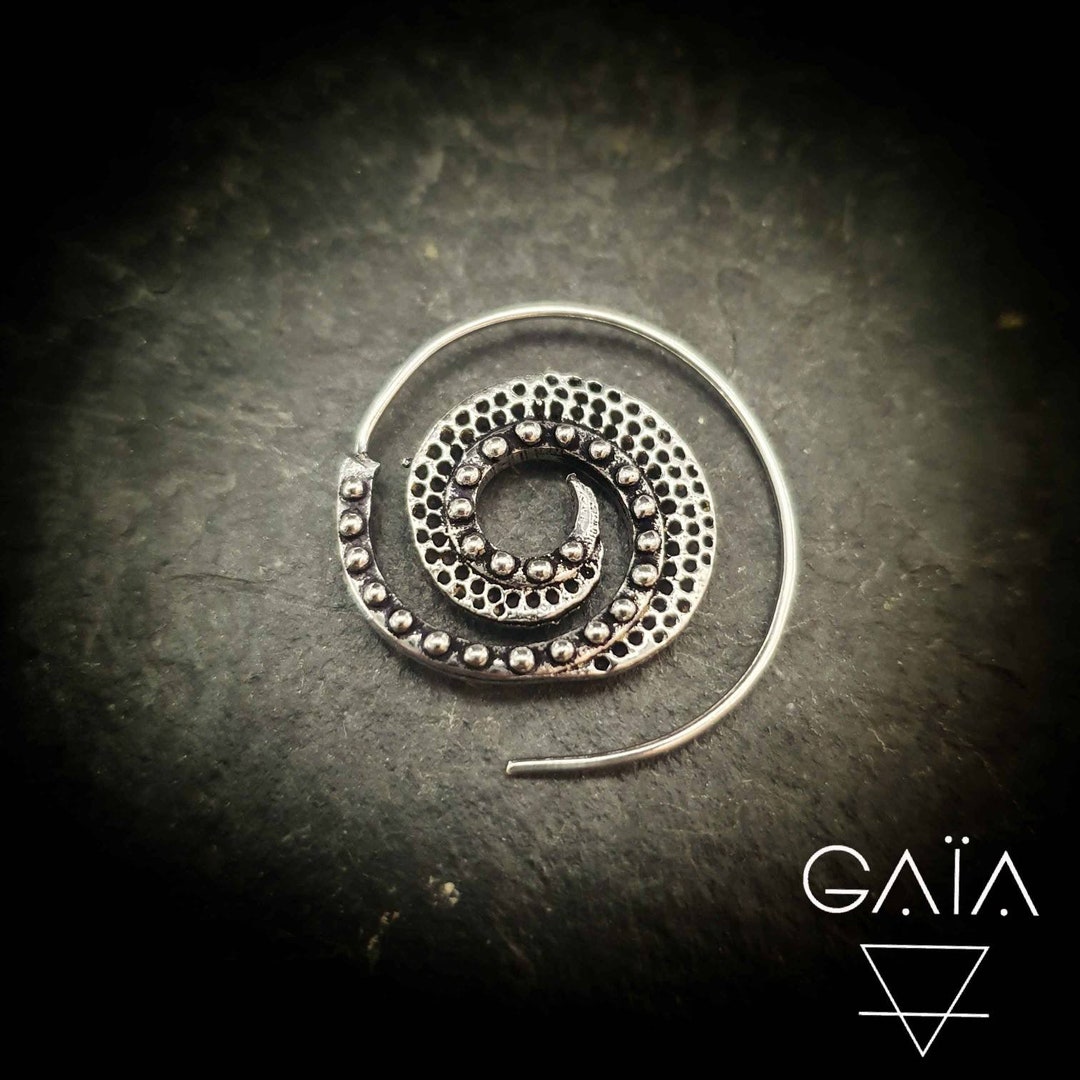 Ethnic Spiral Brass Silver Plated Earrings Tribal Earrings Etsy