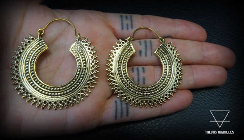 Ethnic earrings tribal hoop gypsy hoop earrings bohemian earrings 44-637 image 7