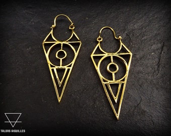 Geometric earrings-bohemian jewelry- brass earrings 146-N348