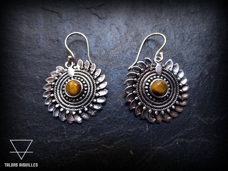 Silver earrings flower style bohemian earrings boho earrings ethnic earrings 67-232 image 2