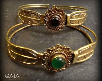 Boho Messing Edelstein Armband: Ethno Tribal Schmuck