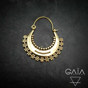 Brass hoop earring -tribal brass hoop -B64