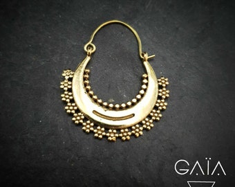 Brass Tribal Hoop Earrings – Ethnic Dangle Earrings (3.5CM)