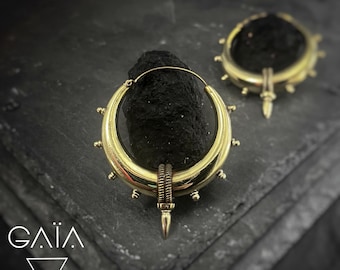 Ethnic Brass Hoop Earrings - Bohemain Vibrant Tribal Style for Everyday Glam-121-168