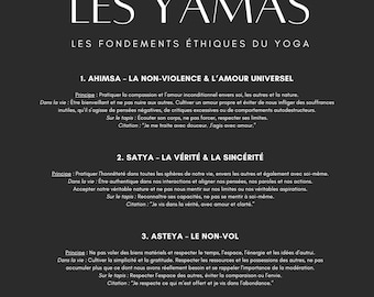 Les 5 Yamas du Yoga | Affiche A3 PDF à télécharger