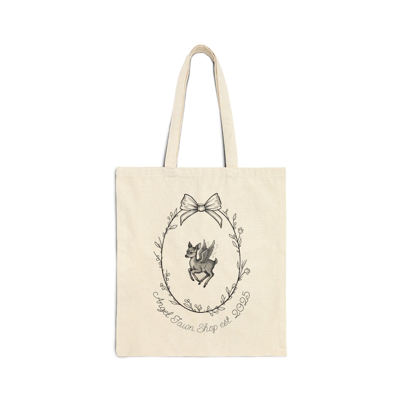 Girly Angel Fawn Coquette Tote Bag for Shopping image 1