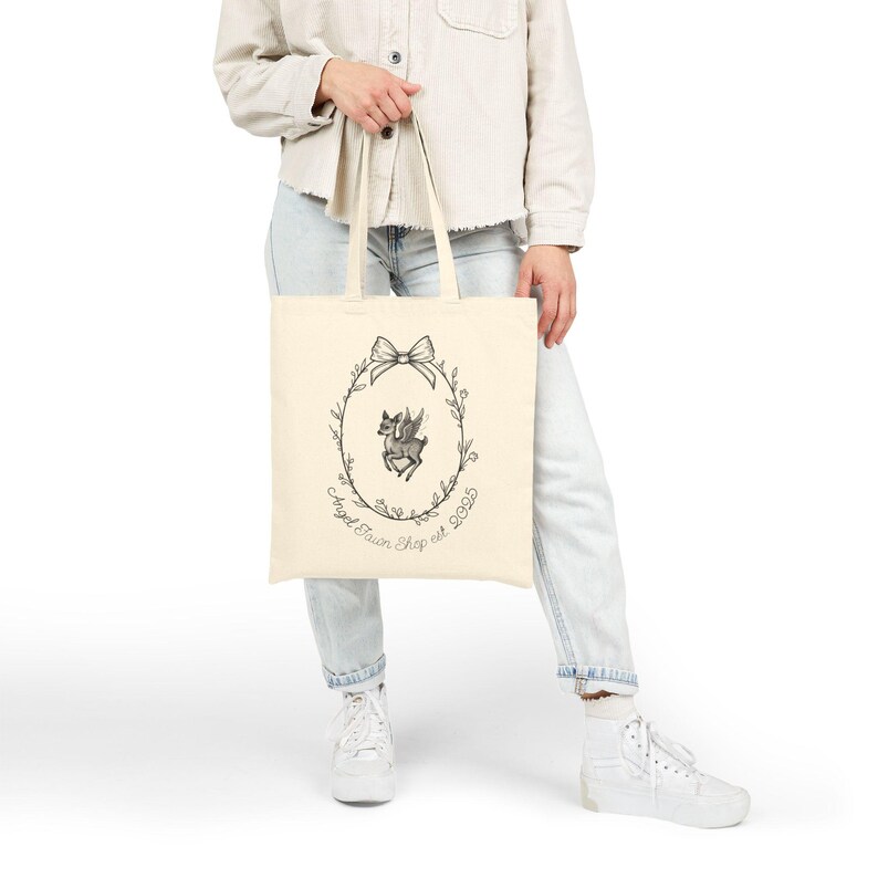 Girly Angel Fawn Coquette Tote Bag for Shopping image 3