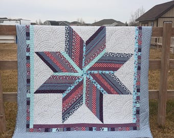 Stripey Lone Star Quilt Pattern - From Pre-Cut 2 1/2 Inch Strip Fabrics