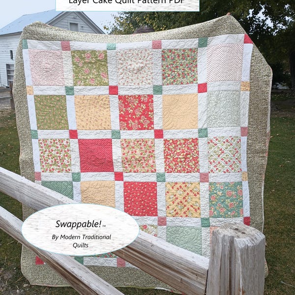 BEST SELLER! Basic Squares Layer Cake Quilt Pattern - Also known as Strawberry Fields Layer Cake Quilt Pattern