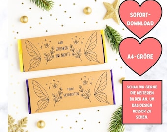 Druckvorlage Schokoladenverpackung Weihnachten | Geschenk wir schenken uns nichts | weihnachtliche Kleinigkeit | Sofort-Download PDF