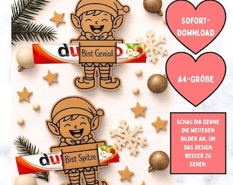 Weihnachten Druckvorlage – Nikolausidee, Duplo Geschenk zu Weihnachten, kleine Aufmerksamkeit für Kollegen, Wichtelgeschenk, Elf