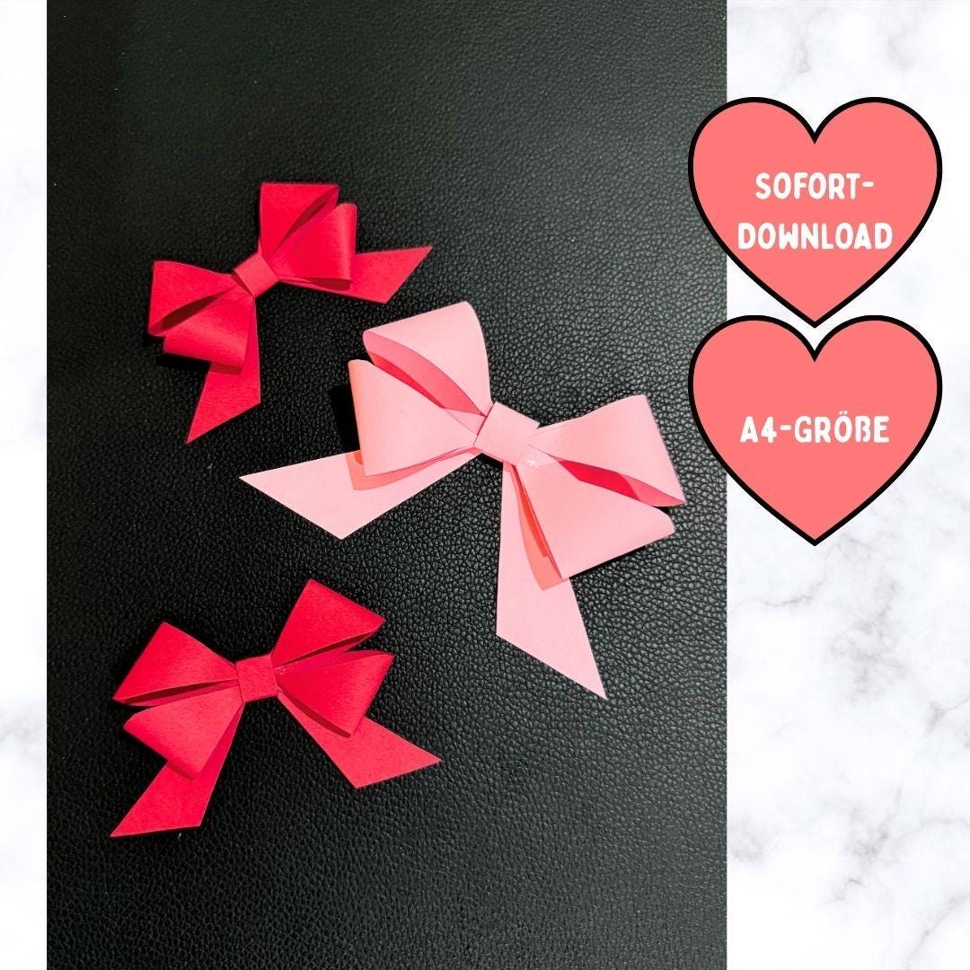 Paper Ribbon Bow Template Printable | Valentine’s Day DIY Paper Bow ...