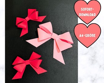 Paper Ribbon Bow Template Printable | Valentine’s Day DIY Paper Bow | Gift Bow Template A4 | 4 Sizes | Digital Download PDF