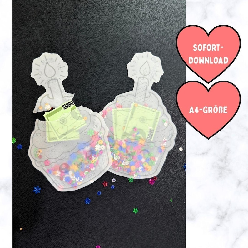 Geburtstags-Schüttelkarten, Verpackung für Geld und Gutscheine, Wunscherfüller Geldgeschenk, Konfettitüten, DIY-Geburtstagsgeschenk PDF image 2