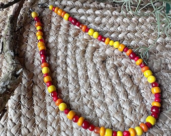 Handmade sunset shades chunky beaded necklace