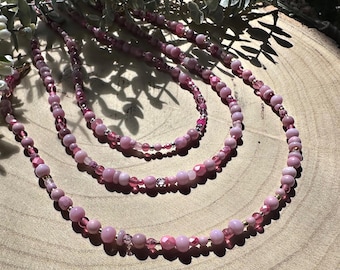 Handmade pink shades beaded necklace
