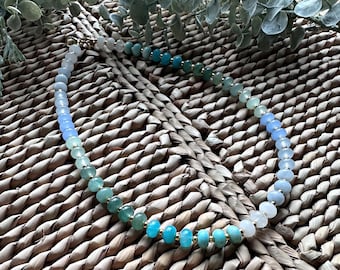 Handmade beach shades chunky natural stone and glass necklace