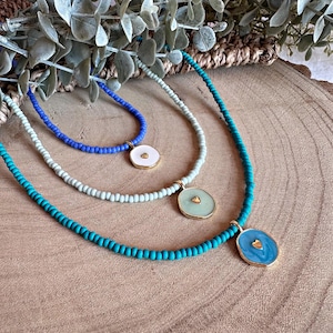 Handmade heart charm beaded necklace