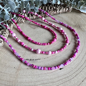 Handmade pink beaded necklace