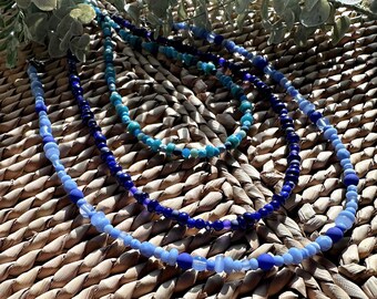 Handmade summer blues beaded necklace