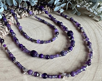 Handmade purple gemstone beaded necklace