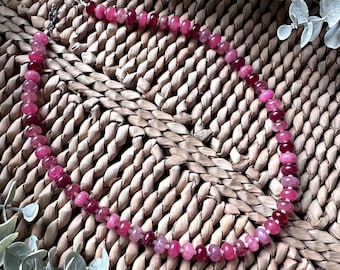 Handmade Pretty Pinks chunky natural stone necklace