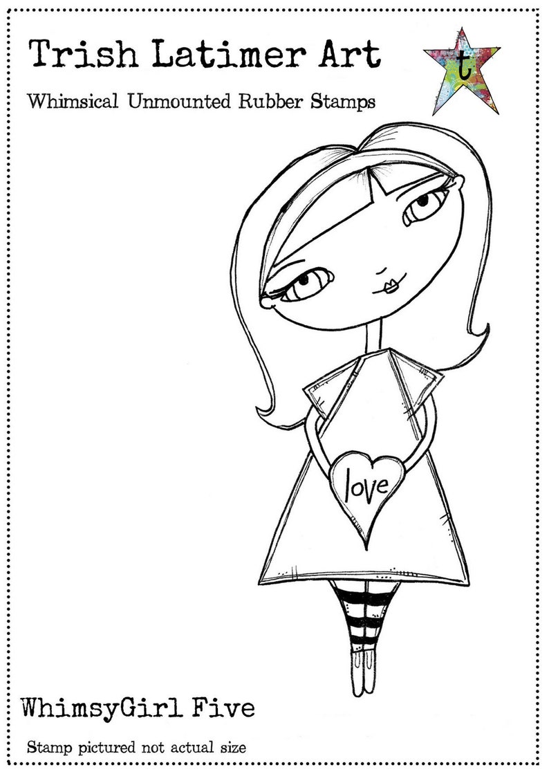 WhimsyGirl Five: An unmounted rubber art stamp image 1