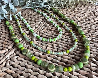 Handmade green beaded necklace
