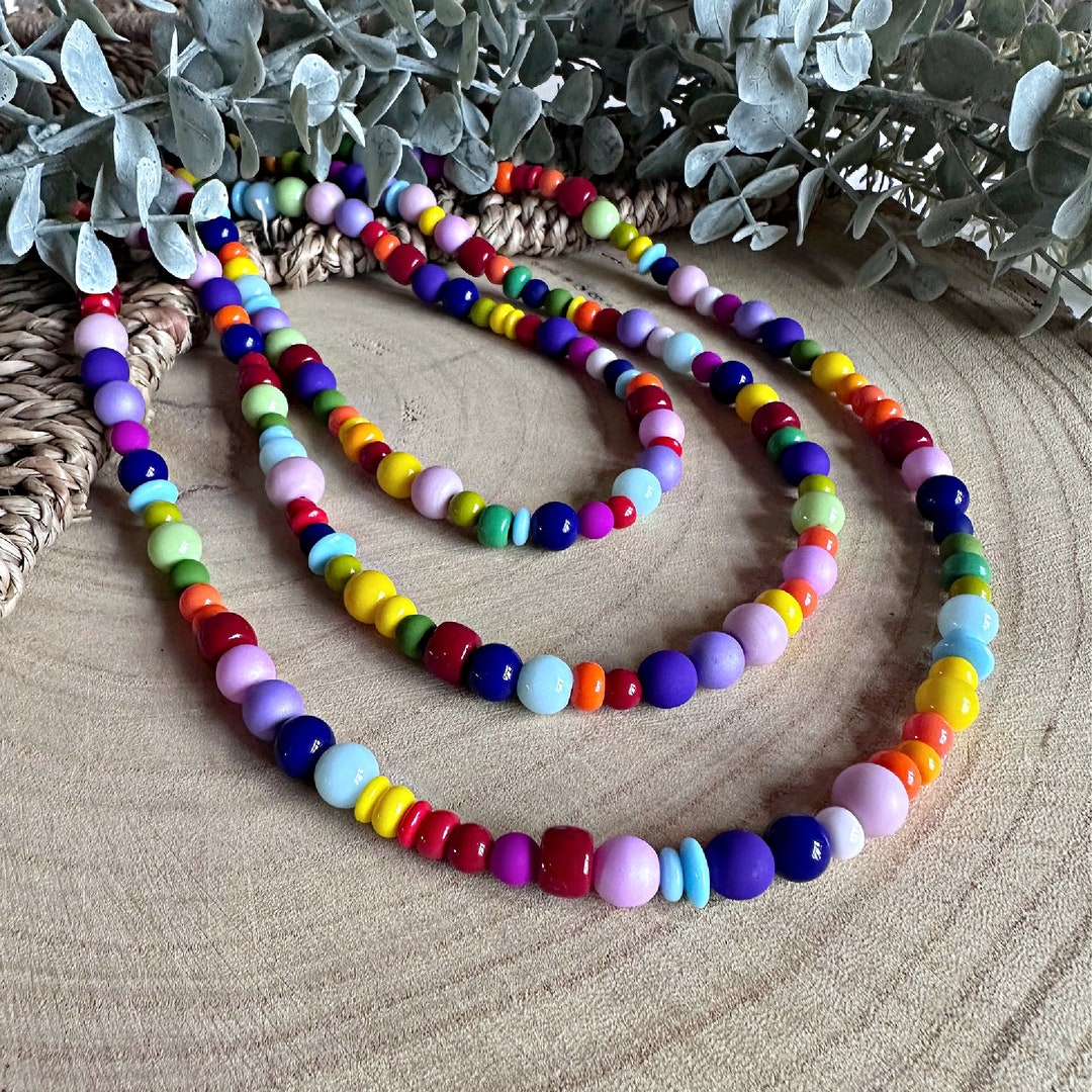 Chunky Beaded Necklace - Rainbow main image 1
