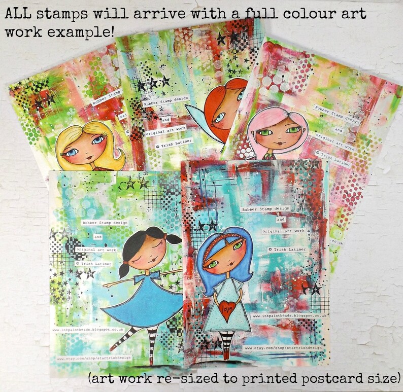 WhimsyGirl Five: An unmounted rubber art stamp image 4