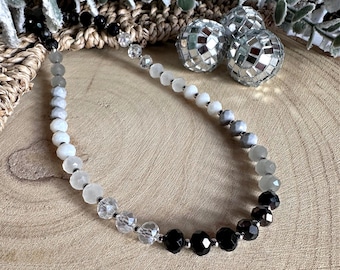 Handmade neutrals faceted glass beaded necklace