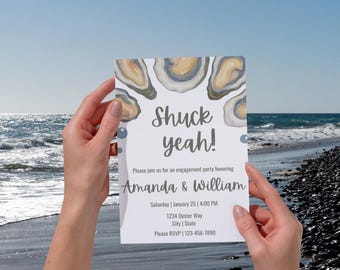 ¡Sí, sí! Plantilla de invitación para fiesta de compromiso con ostras