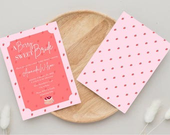 Plantilla de invitación para despedida de soltera "Una dulce novia con frutos rojos"