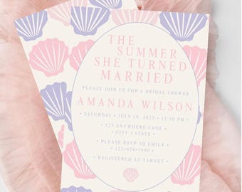 Plantilla de invitación para despedida de soltera "El verano en que se casó"