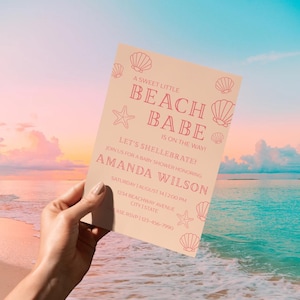 Modello di invito per baby shower per una dolce bimba da spiaggia in arrivo