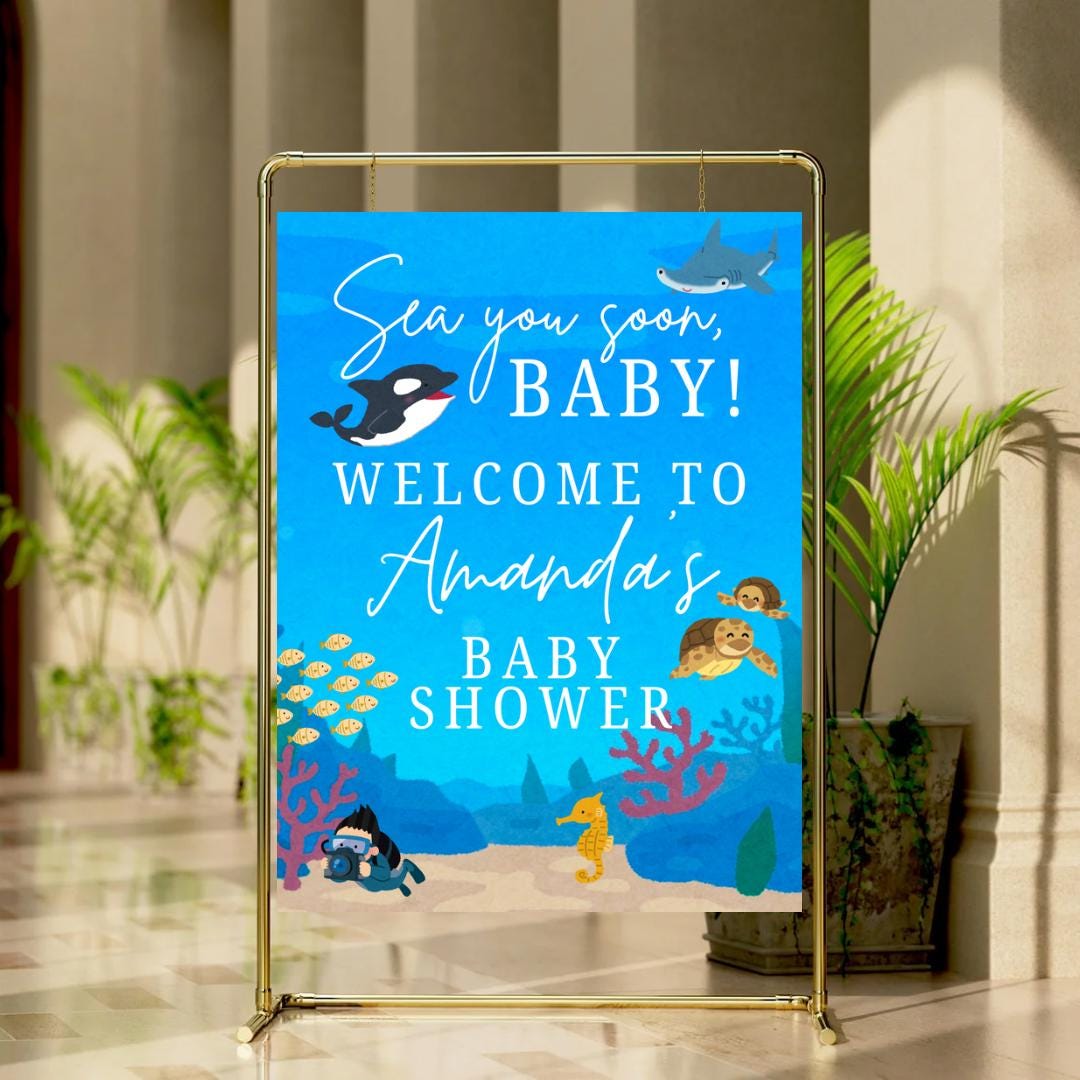 Sea You Soon, Baby! Underwater Ocean Theme Baby Shower Welcome Sign ...