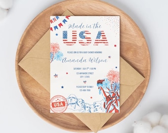 Plantilla de invitación para baby shower hecha en EE. UU.