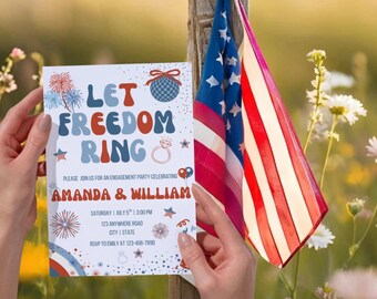 Plantilla de invitación para fiesta de compromiso "Let Freedom Ring"