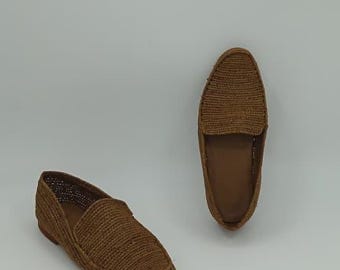Mocasines de rafia marroquí hechos a mano para hombre: zapatos de boda, zapatos de rafia artesanales, calzado natural premium, zapatos de rafia hechos a mano.
