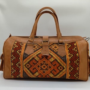 boho kilim travel bag, colorful kilim travel bag, kilim Travel Bag,kilim Duffel Bag,Weekender bag,Duffel Bag,Leather kilim overnight bag
