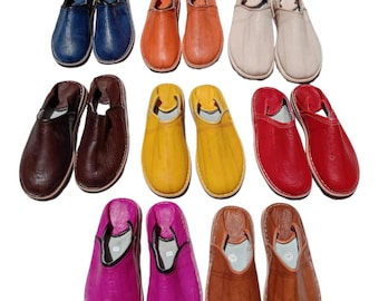 Handmade Leather Babouche – Authentic Moroccan Slippers | Genuine Leather babouche, Moroccan artisanal babouche for men, gift for husband